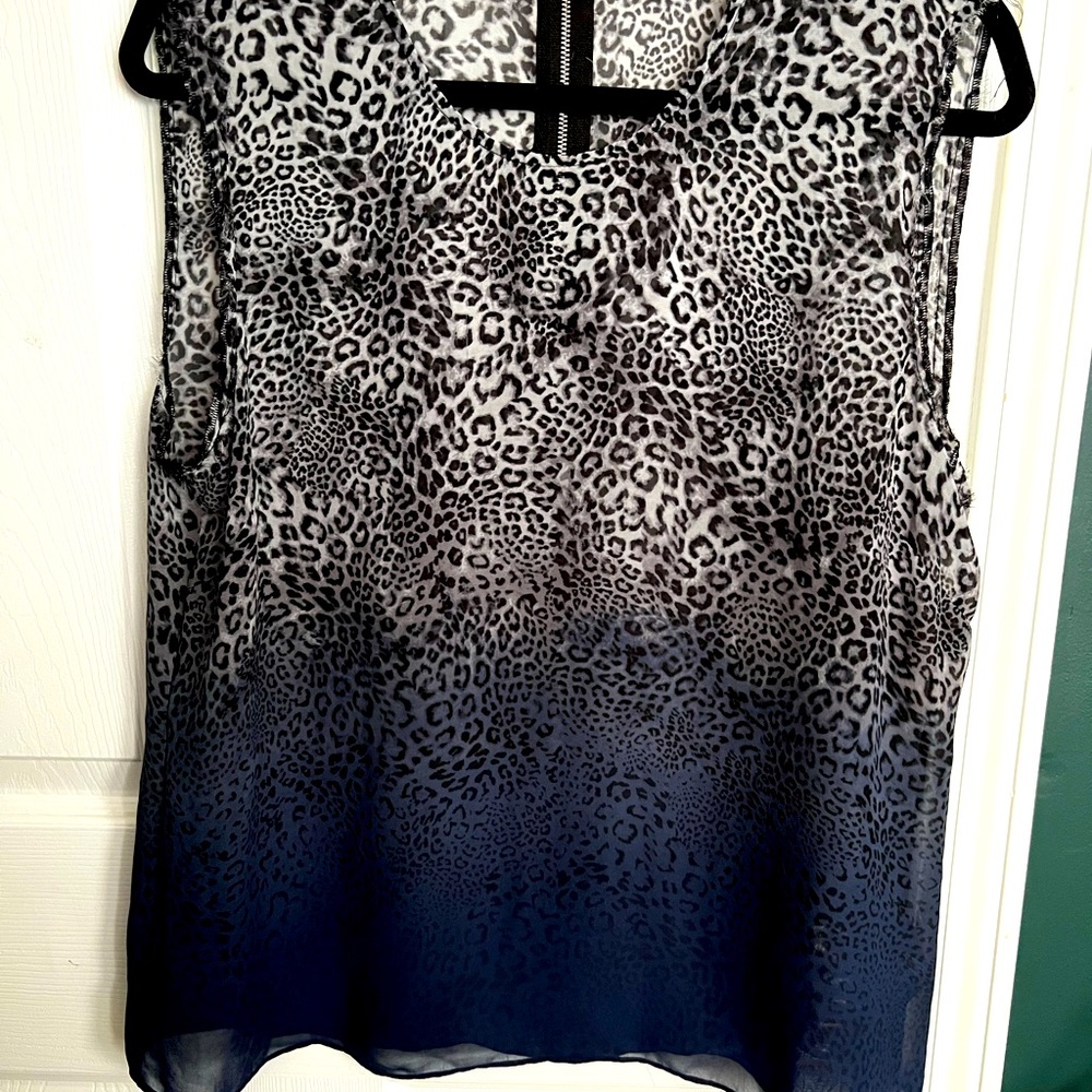 EUC Vince Camuto Ombré Leopard Print Sleeveless Top SZ Lg